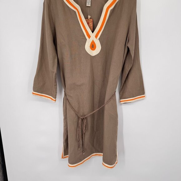 Lucky Brand Womens Tunic Dress Beige m Boho Style Linen Blend size Large new - Picture 10 of 13